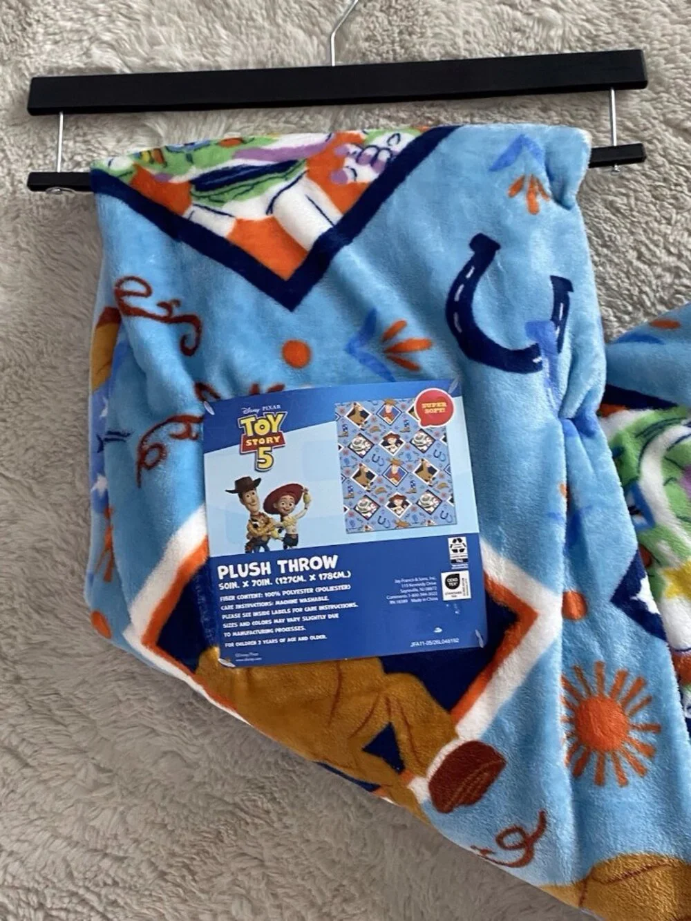Disney Toy Story 5 Throw Blanket Woody Jessie Buzz Lightyear Bullseye 50” X 70”